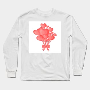 Valentine's day background with heart balloons with ribbon. Long Sleeve T-Shirt